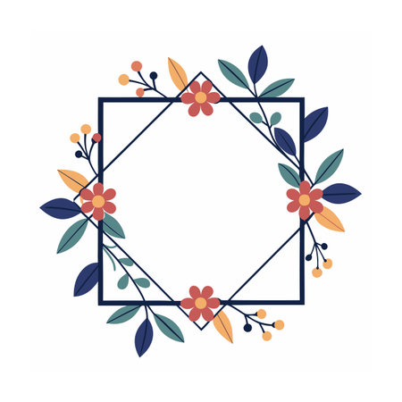 Beautiful Minimalist Floral Frame Border Vector Illustrationのイラスト素材