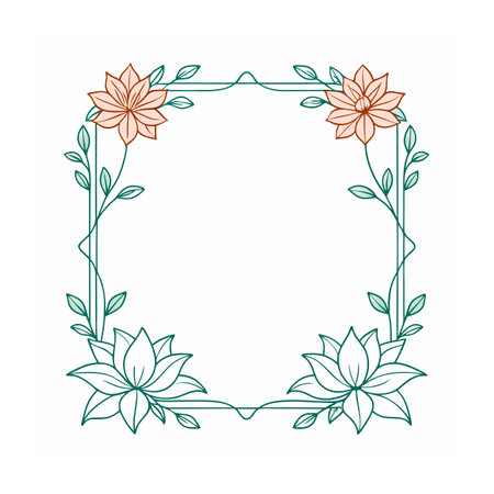 Beautiful Minimalist Floral Frame Border Vector Illustrationのイラスト素材