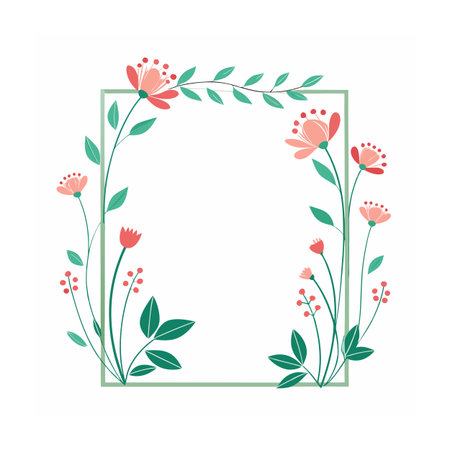 Beautiful Minimalist Floral Frame Border Vector Illustrationのイラスト素材
