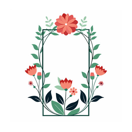 Beautiful Minimalist Floral Frame Border Vector Illustrationのイラスト素材
