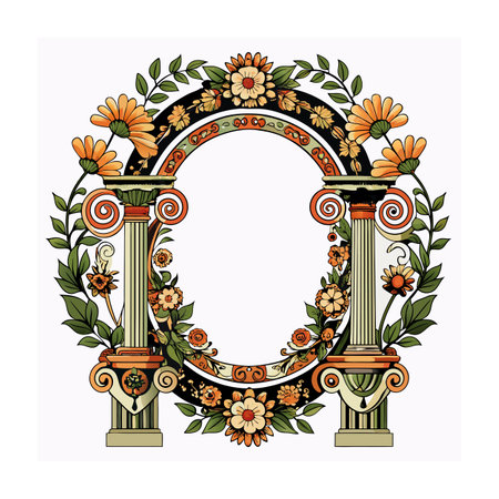 Beautiful Ornate Floral Frame Border Vector Illustrationのイラスト素材