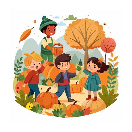 Kids Playing and Entertaining Moments Vector Illustrationのイラスト素材