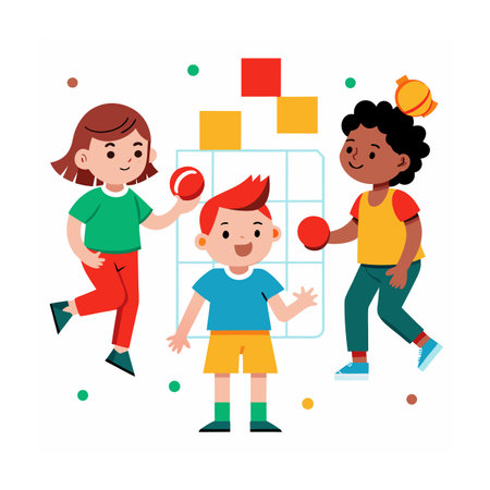 Kids Playing and Entertaining Moments Vector Illustrationのイラスト素材