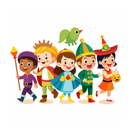 Kids Playing and Entertaining Moments Vector Illustrationのイラスト素材