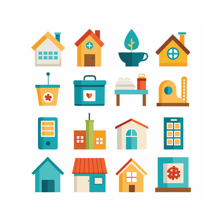 Home and Living Icon Set Vector Illustrationのイラスト素材