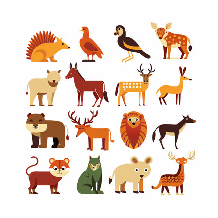 Animal and Wildlife Icon Set Vector Illustrationのイラスト素材