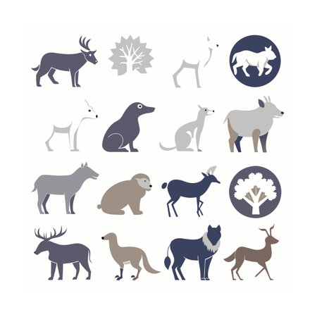 Animal and Wildlife Icon Set Vector Illustration