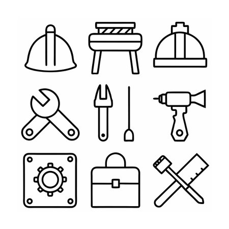 Construction and Tools Icon Set Vector Illustrationのイラスト素材