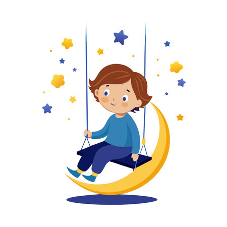 Kids Playing and Entertaining Moments Vector Illustrationのイラスト素材