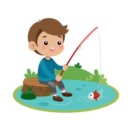 Kids Playing and Entertaining Moments Vector Illustrationのイラスト素材