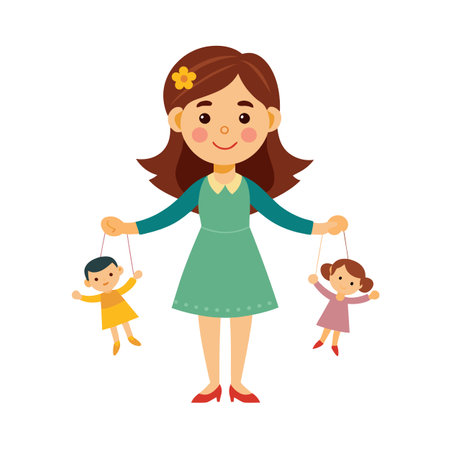 Kids Playing and Entertaining Moments Vector Illustrationのイラスト素材