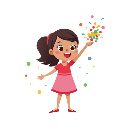 Kids Playing and Entertaining Moments Vector Illustrationのイラスト素材