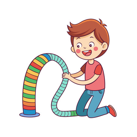 Kids Playing and Entertaining Moments Vector Illustrationのイラスト素材