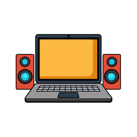 Laptop with blank screen vector illustrationのイラスト素材