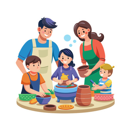 Family Togetherness, Parenthood and Children Vector Illustrationのイラスト素材