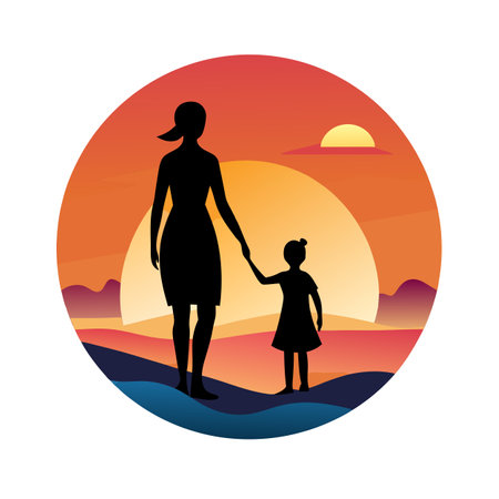 Family Togetherness, Parenthood and Children Vector Illustrationのイラスト素材