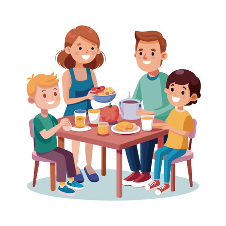 Family Togetherness, Parenthood and Children Vector Illustrationのイラスト素材