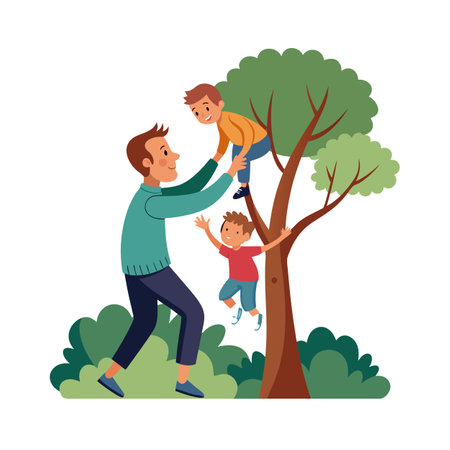 Family Togetherness, Parenthood and Children Vector Illustrationのイラスト素材