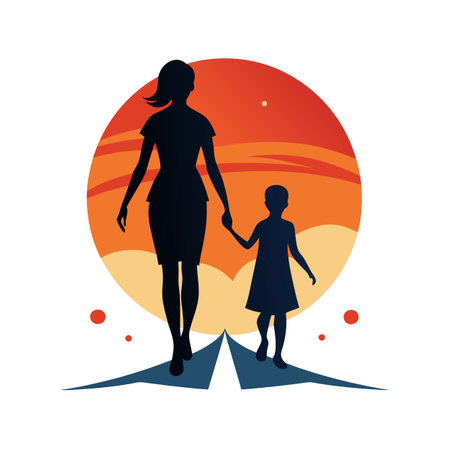 Family Togetherness, Parenthood and Children Vector Illustrationのイラスト素材