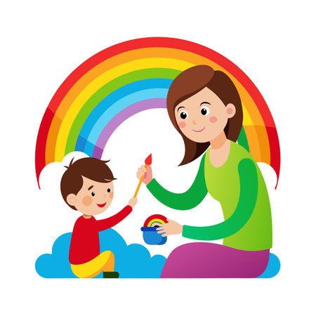 Family Togetherness and Parenthood Vector Illustrationのイラスト素材