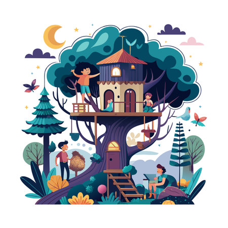 Family Togetherness and Parenthood Vector Illustrationのイラスト素材