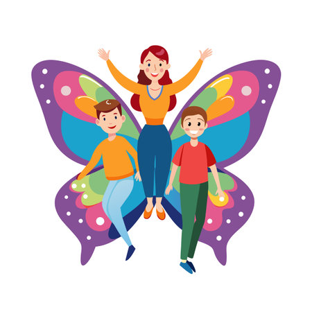 Family Togetherness and Parenthood Vector Illustrationのイラスト素材