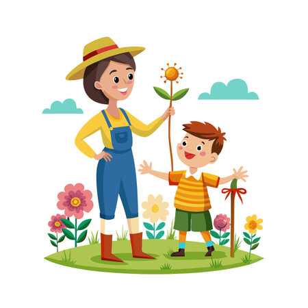 Family Togetherness and Parenthood Vector Illustrationのイラスト素材