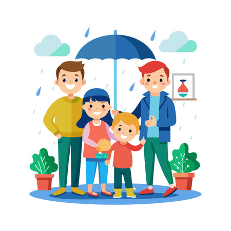 Family Togetherness and Parenthood Vector Illustrationのイラスト素材