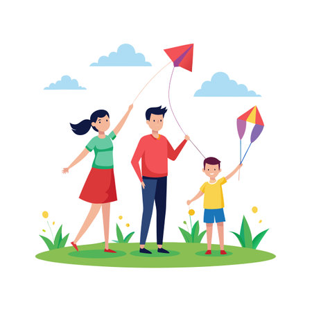 Family Togetherness and Parenthood Vector Illustrationのイラスト素材