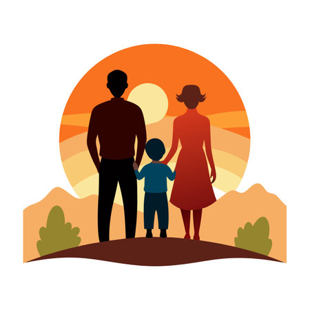 Family Togetherness and Parenthood Vector Illustrationのイラスト素材