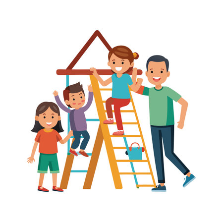 Family Togetherness and Parenthood Vector Illustrationのイラスト素材