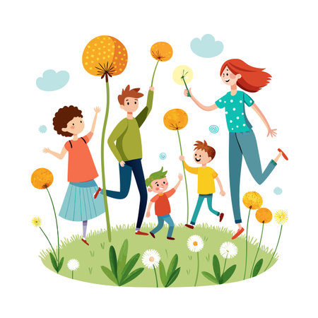Family Togetherness and Parenthood Vector Illustrationのイラスト素材
