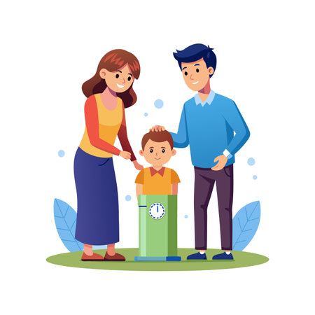 Family Togetherness and Parenthood Vector Illustrationのイラスト素材
