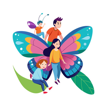 Family Togetherness and Parenthood Vector Illustrationのイラスト素材
