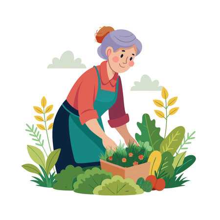 Grandparents, Grandma, Grandfather, Old Couple, Old Man, Old Woman Vector Illustrationのイラスト素材