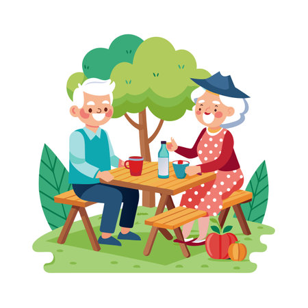 Grandparents, Grandma, Grandfather, Old Couple, Old Man, Old Woman Vector Illustrationのイラスト素材
