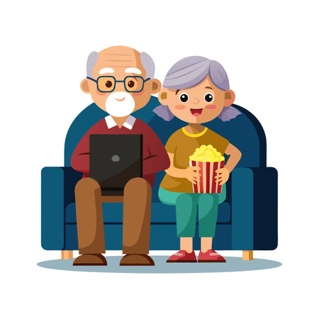 Grandparents, Grandma, Grandfather, Old Couple, Old Man, Old Woman Vector Illustrationのイラスト素材