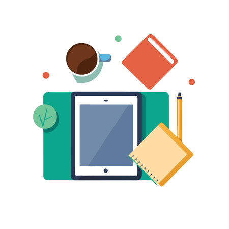 Office themed setup and equipment vector illustrationのイラスト素材