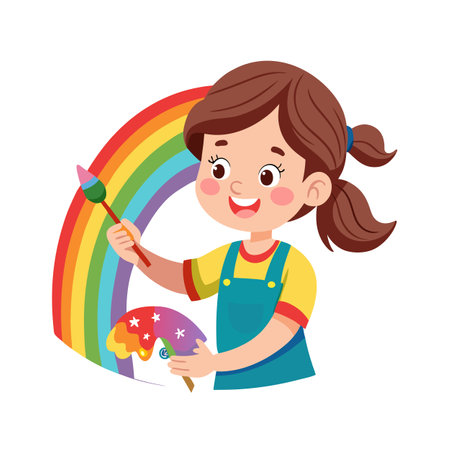 Beautiful Girl Children Character Vector Illustrationのイラスト素材