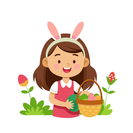 Beautiful Girl Children Character Vector Illustrationのイラスト素材