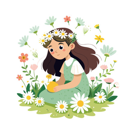 Beautiful Girl Children Character Vector Illustrationのイラスト素材