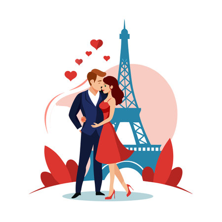 Beautiful Couple Romantic Vector Illustrationのイラスト素材