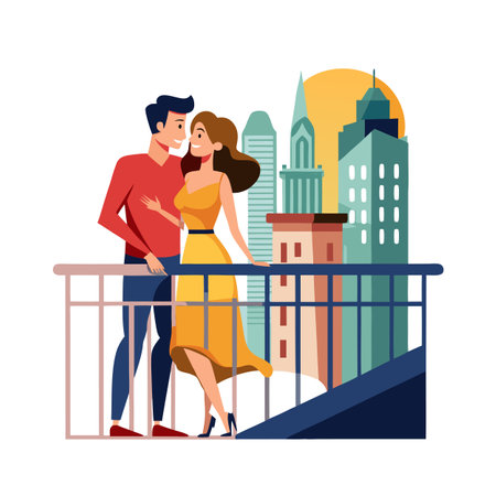 Beautiful Couple Romantic Vector Illustrationのイラスト素材