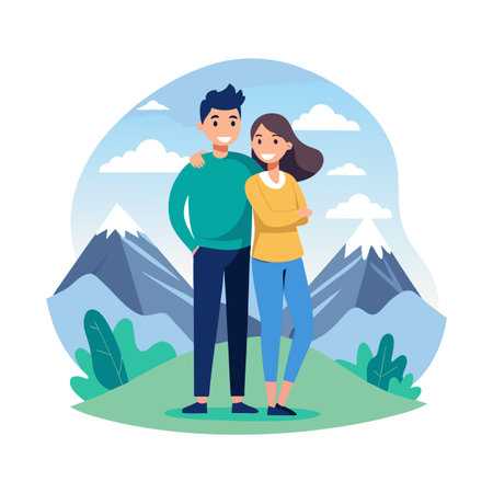 Beautiful Couple Romantic Vector Illustrationのイラスト素材