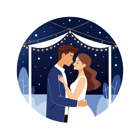 Beautiful Couple Romantic Vector Illustrationのイラスト素材