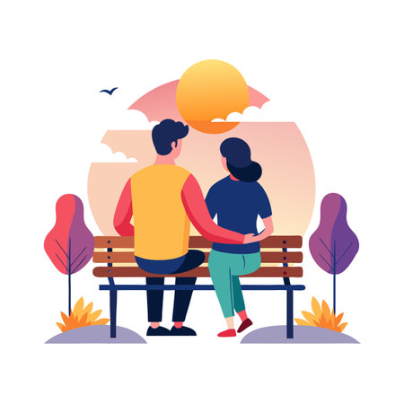 Beautiful Couple Romantic Vector Illustrationのイラスト素材