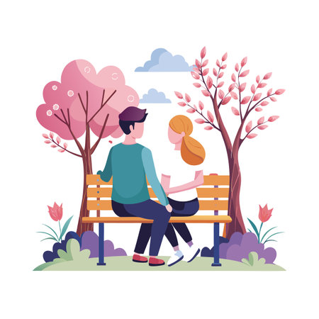 Beautiful Couple Romantic Vector Illustrationのイラスト素材