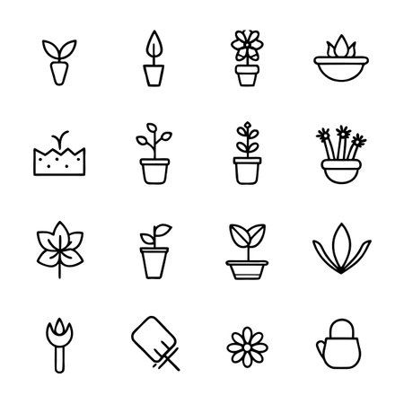 Gardening and Plant Icon Set Collection Vector Illustrationのイラスト素材