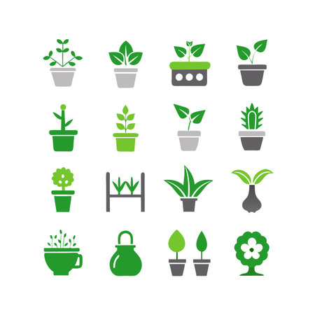 Gardening and Plant Icon Set Collection Vector Illustrationのイラスト素材