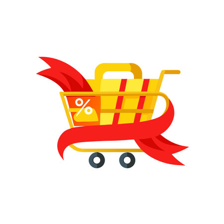 Beautiful flat style shopping cart icon vector illustrationのイラスト素材